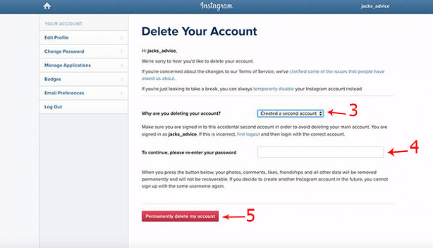 آموزش حذف کامل اکانت اینستاگرام از طریق وب‌سایت